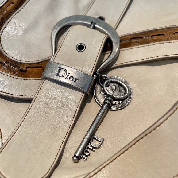 🗝️Christian Dior Gaucho Double Saddle Bag In Cream With Brown Trim🗝️ - Picture 3 of 11